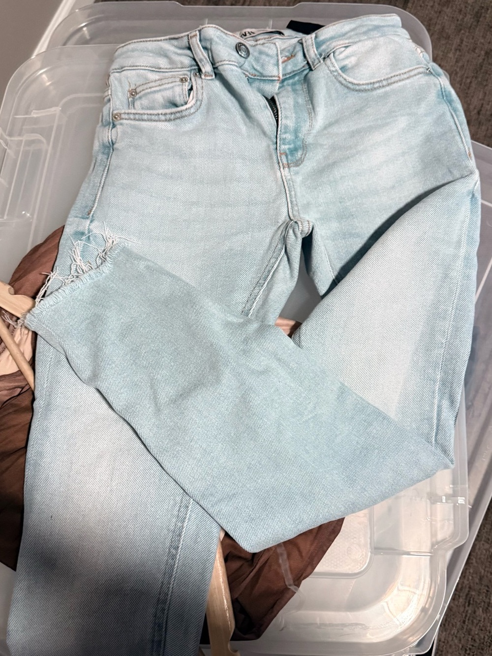 Zara Light Blue High Rise Distressed Jeans - Picture 4 of 5